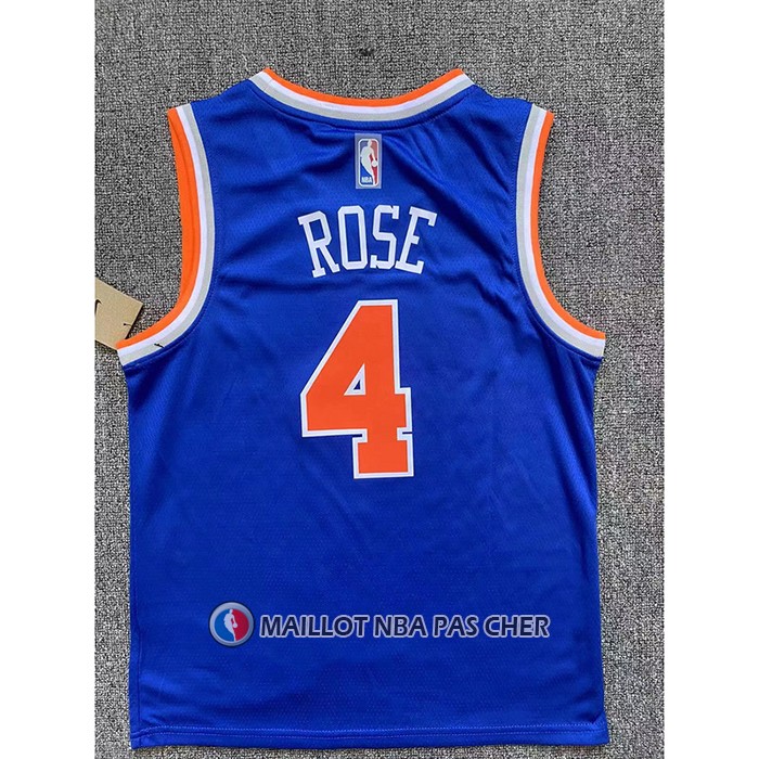 Maillot Enfant New York Knicks Derrick Rose NO 4 Icon Bleu